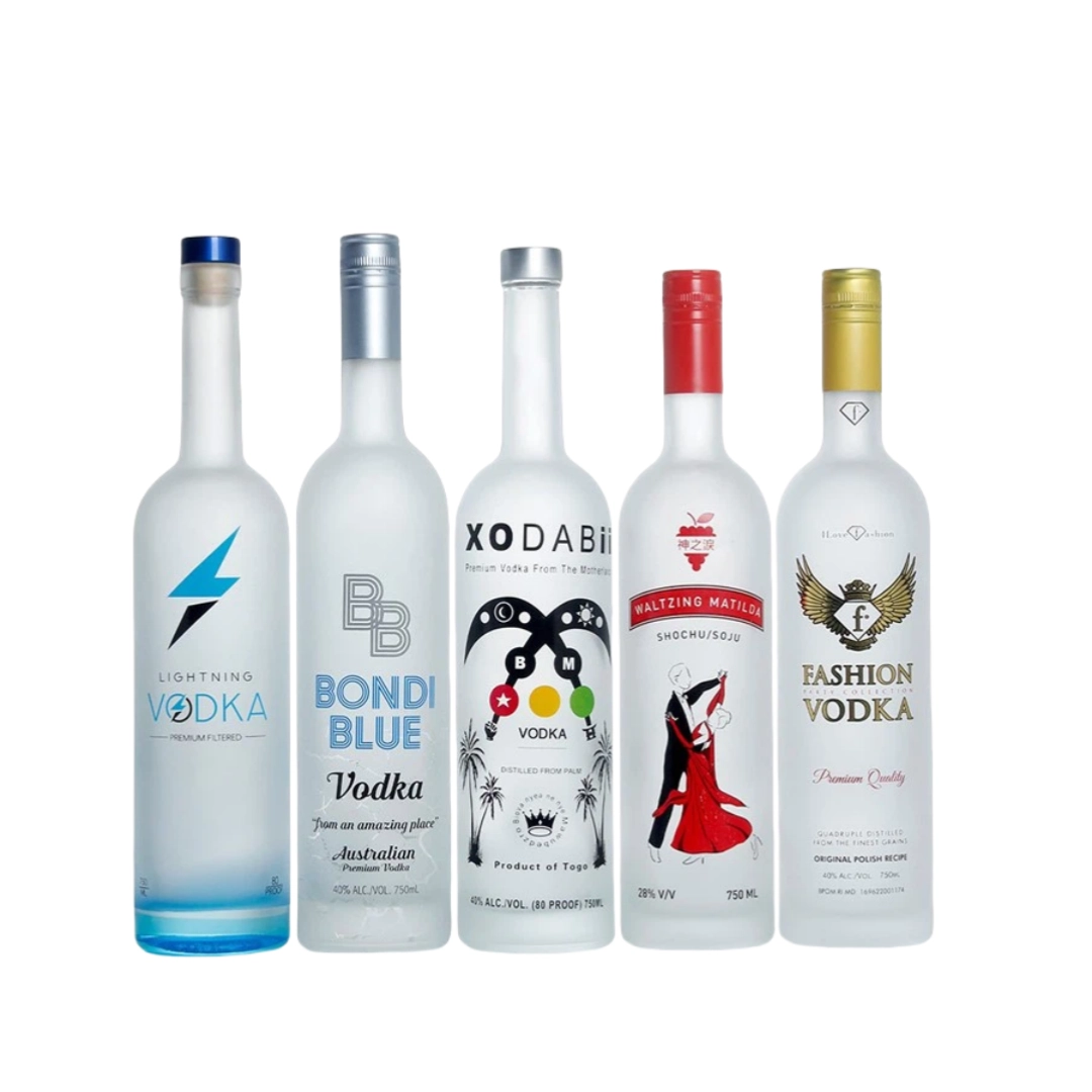 زجاجة فودكا زجاجية 750مل زجاجة زجاجية مطفأة مع شعار